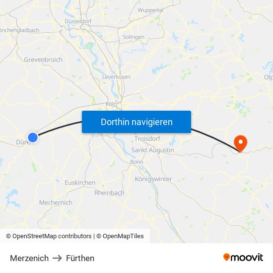 Merzenich to Fürthen map