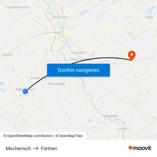 Mechernich to Fürthen map