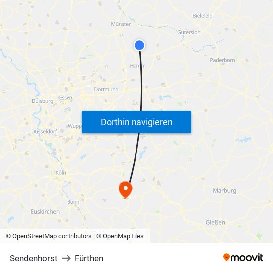 Sendenhorst to Fürthen map