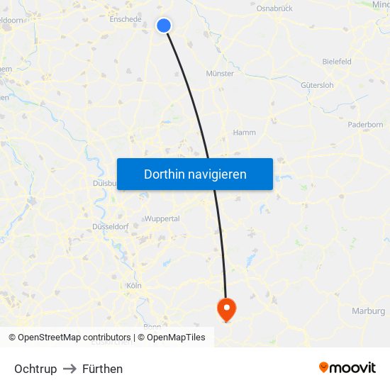 Ochtrup to Fürthen map
