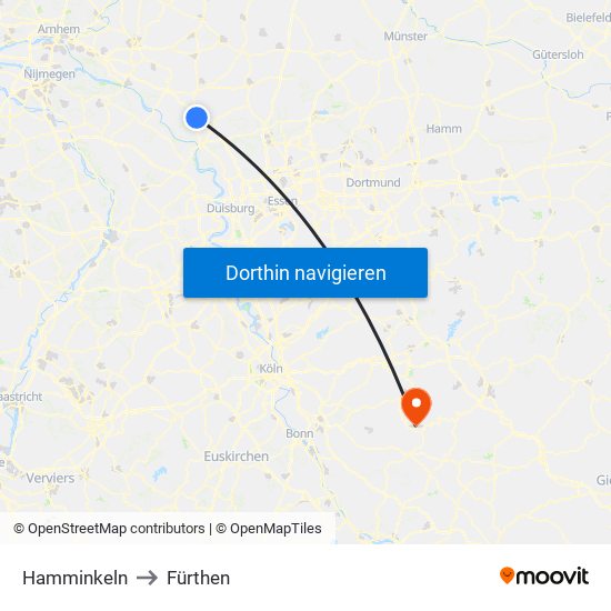 Hamminkeln to Fürthen map