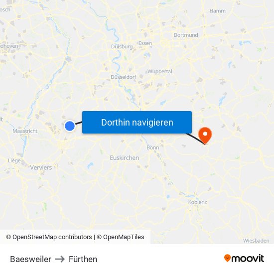 Baesweiler to Fürthen map