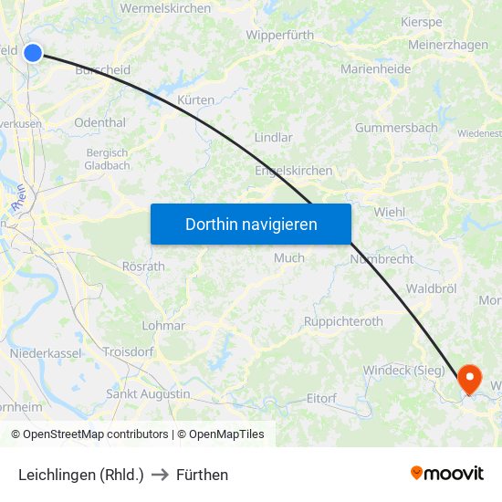 Leichlingen (Rhld.) to Fürthen map