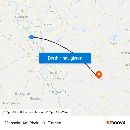 Monheim Am Rhein to Fürthen map