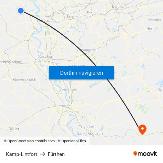 Kamp-Lintfort to Fürthen map