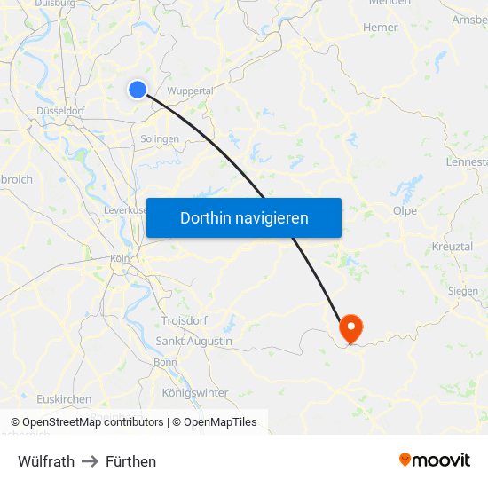 Wülfrath to Fürthen map