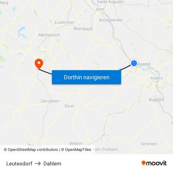 Leutesdorf to Dahlem map