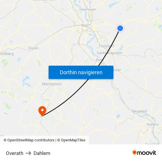 Overath to Dahlem map