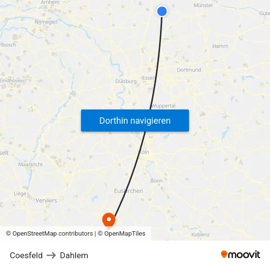 Coesfeld to Dahlem map