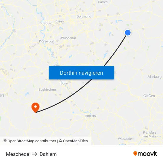 Meschede to Dahlem map