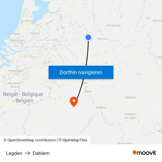 Legden to Dahlem map