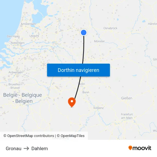Gronau to Dahlem map