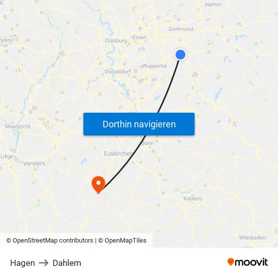 Hagen to Dahlem map
