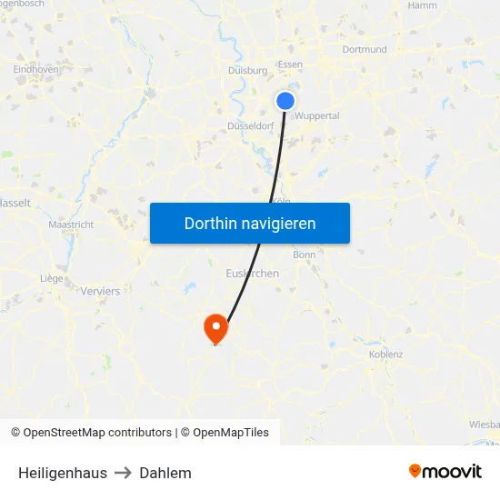 Heiligenhaus to Dahlem map