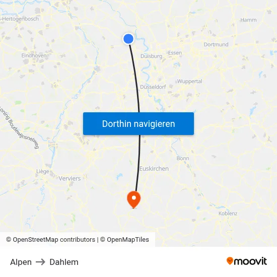 Alpen to Dahlem map