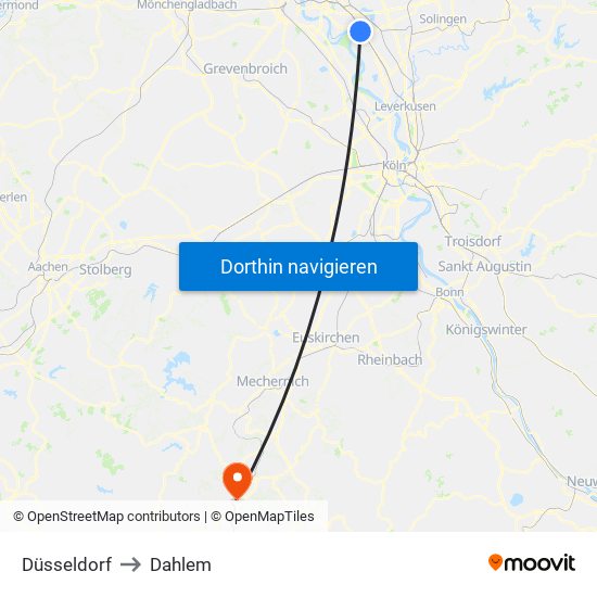 Düsseldorf to Dahlem map