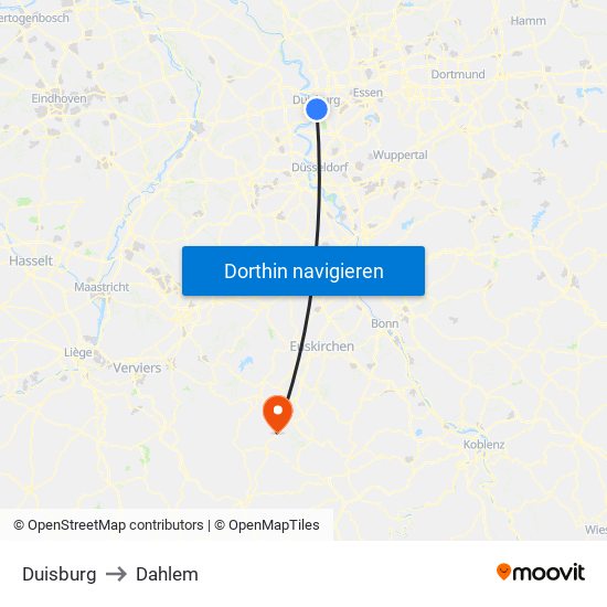 Duisburg to Dahlem map