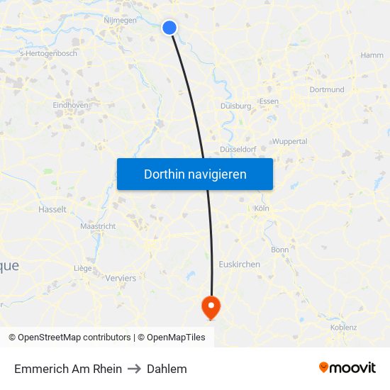 Emmerich Am Rhein to Dahlem map