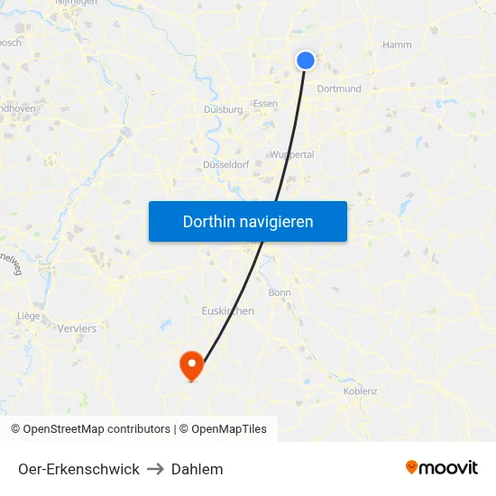 Oer-Erkenschwick to Dahlem map