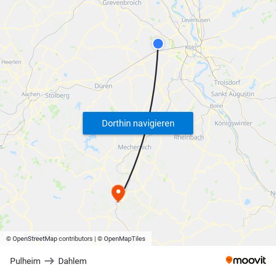 Pulheim to Dahlem map