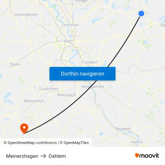 Meinerzhagen to Dahlem map