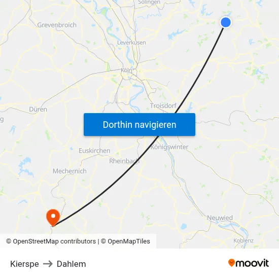 Kierspe to Dahlem map