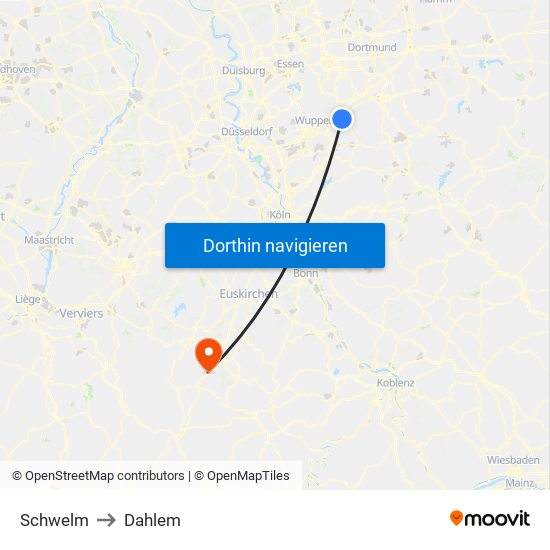 Schwelm to Dahlem map