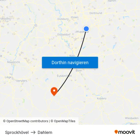 Sprockhövel to Dahlem map