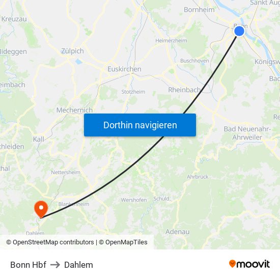 Bonn Hbf to Dahlem map