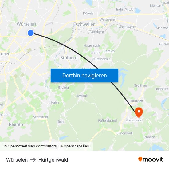 Würselen to Hürtgenwald map