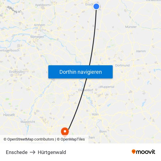 Enschede to Hürtgenwald map