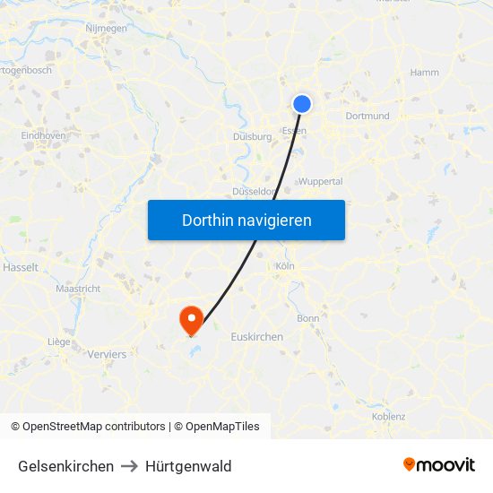 Gelsenkirchen to Hürtgenwald map