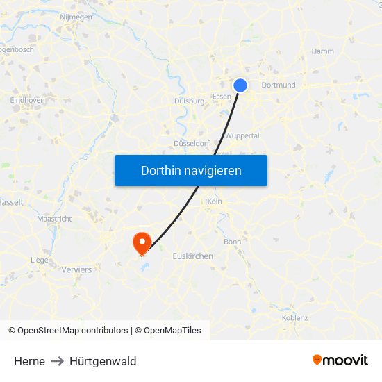 Herne to Hürtgenwald map