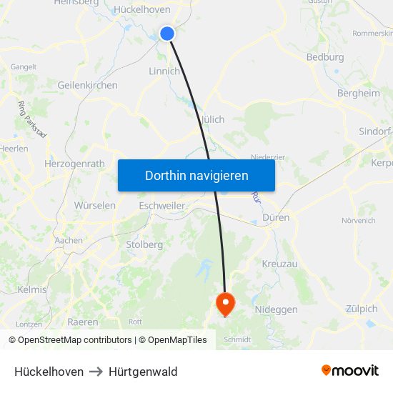 Hückelhoven to Hürtgenwald map