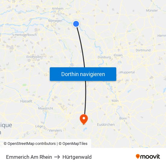 Emmerich Am Rhein to Hürtgenwald map