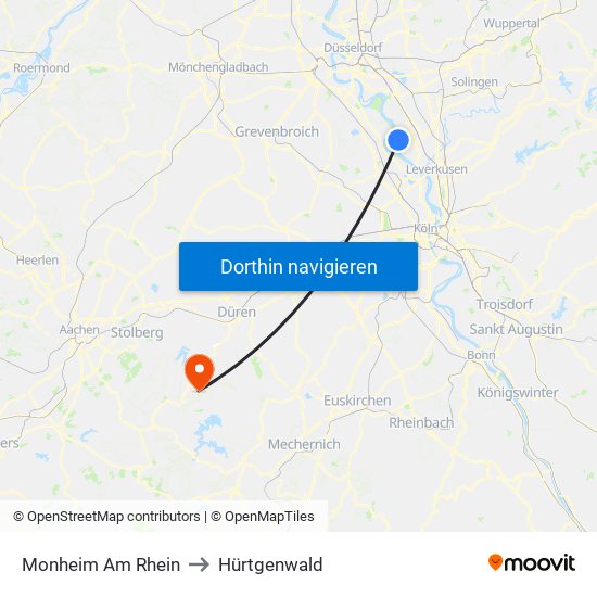 Monheim Am Rhein to Hürtgenwald map