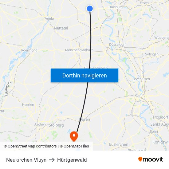 Neukirchen-Vluyn to Hürtgenwald map