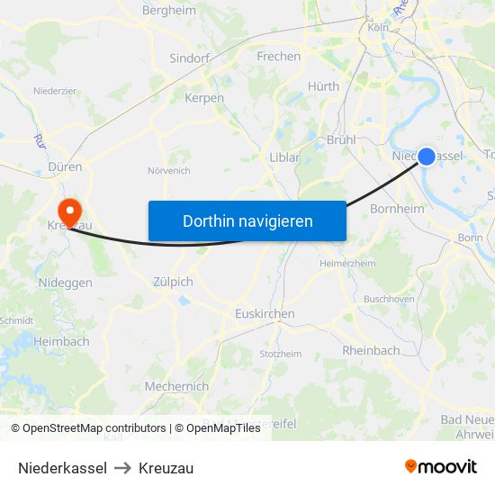 Niederkassel to Kreuzau map