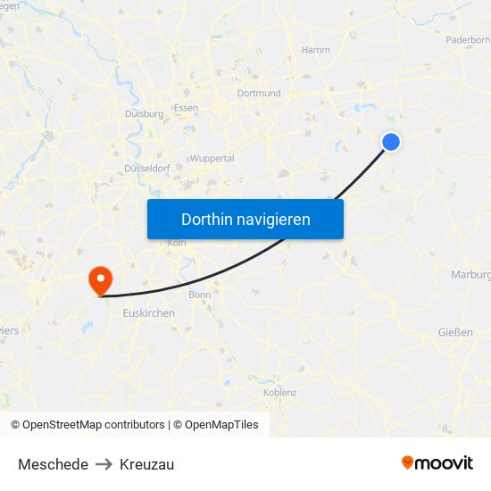 Meschede to Kreuzau map