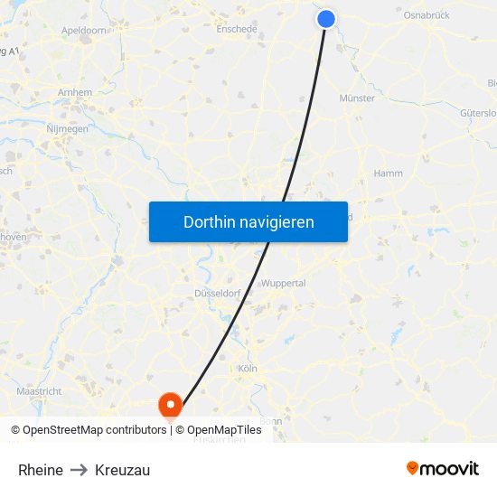 Rheine to Kreuzau map