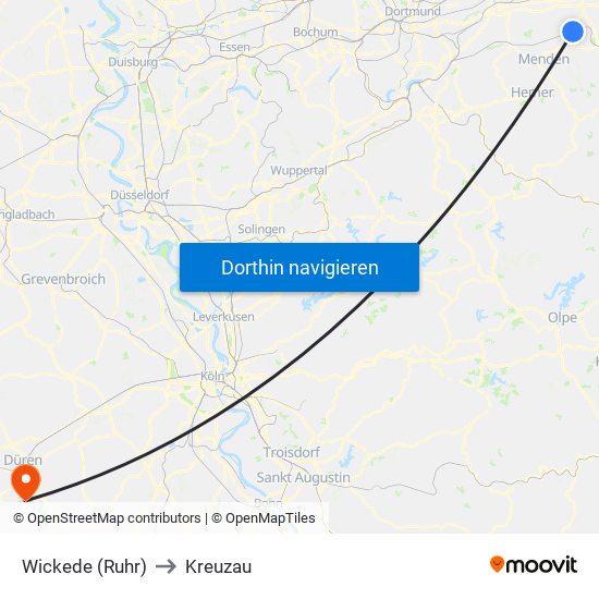 Wickede (Ruhr) to Kreuzau map