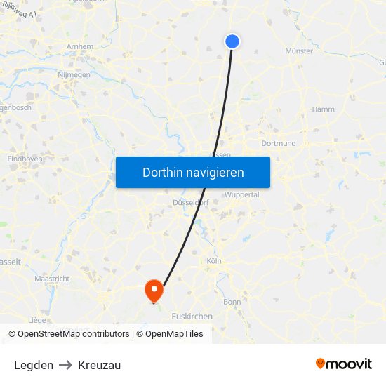 Legden to Kreuzau map
