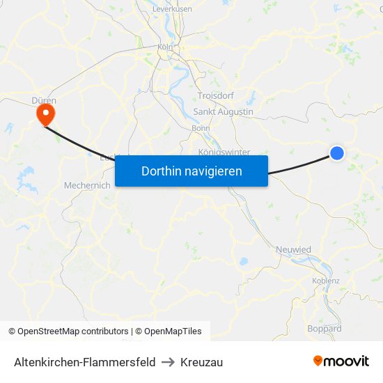 Altenkirchen-Flammersfeld to Kreuzau map