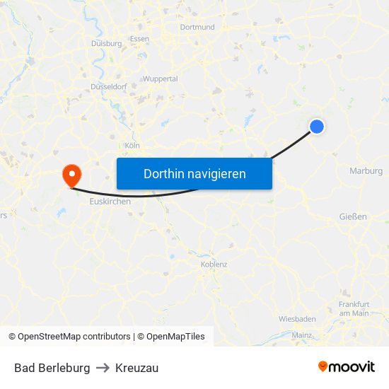 Bad Berleburg to Kreuzau map