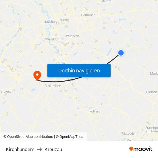 Kirchhundem to Kreuzau map