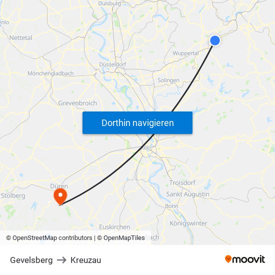 Gevelsberg to Kreuzau map