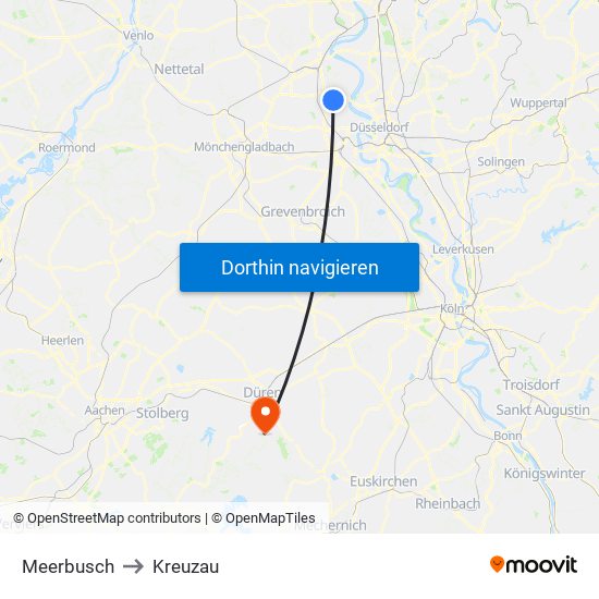 Meerbusch to Kreuzau map