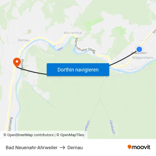 Bad Neuenahr-Ahrweiler to Dernau map