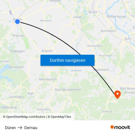 Düren to Dernau map