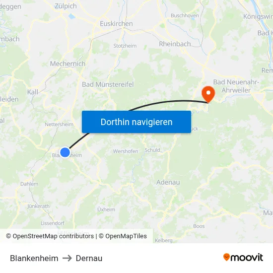 Blankenheim to Dernau map